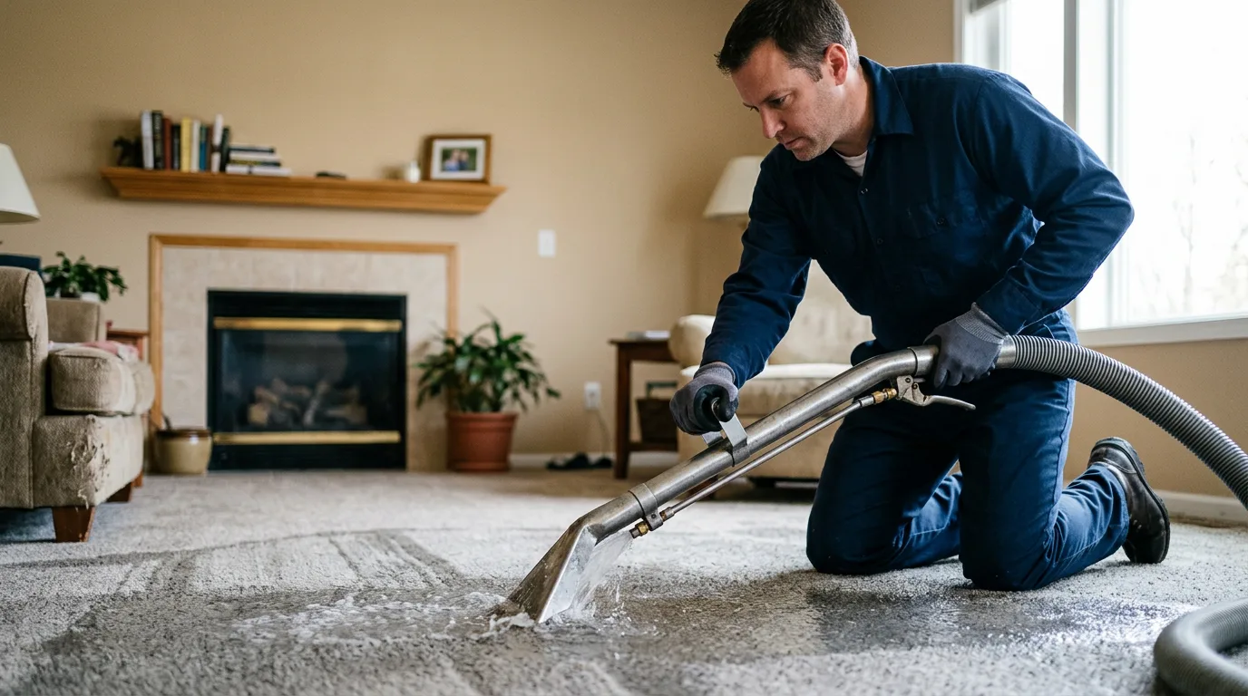 Water damage restoration technician working near Gresham, WI